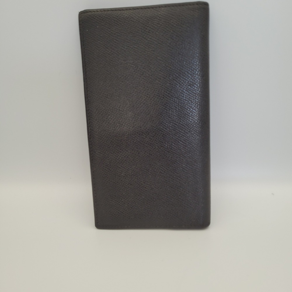 Bvlgari Long Bifold Wallet Black Grain Leather Zippered Pocket MD.N07.280491